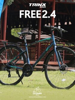 TRINX : FREE2.4 จักรยานไฮบริด เฟรมอลูมิเนียม 24 สปีด ดิสเบรค พร้อมตะแกรง บังโคลน ขาตั้ง