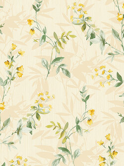 วอลเปเปอร์ลายดอกไม้สีเหลือง พื้นสีครีม BLO-C23W