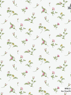 วอลเปเปอร์ลายดอกไม้ ชมพู เหลือง พื้นสีขาว BMG2-B06