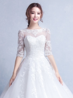 BR195 **พรีออเดอร์**ชุดแต่งงาน&ชุดเจ้าสาวแบบยาวสีขาวเกรดพรีเมี่ยม หรูหราน่ารัก สวยโดดเด่นไม่ซ้ำใคร