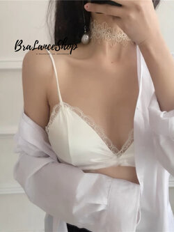 BLS✿384 บราเดี่ยวลูกไม้ผ้าซาติน บราสายฝอ