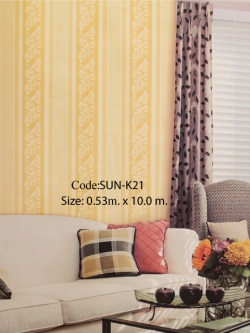 วอลเปเปอร์ลายทางหลุยส์โทนสีมุกกับทองอ่อน SUN-K21