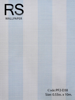 วอลเปเปอร์ลายทางเล็กขนาดช่องเว้น 3.3 ซม. สีลายทางฟ้าสลับขาวขุ่น PF2-D38