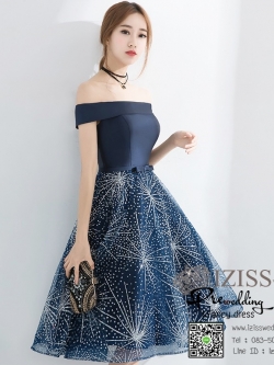 DS026 - **พร้อมส่งค่ะ** ชุดราตรี เดรสสั้นออกงาน (short dresses) ชุดไปงานแต่งงานสวยๆ "ธีมสีกรม"