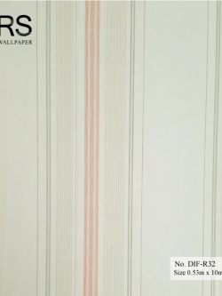 วอลเปเปอร์ ลายทางสีครีมเขียวโอรส No.DIF-R32