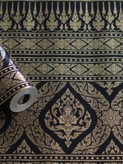 วอลเปเปอร์กรวยเชิงเทพพนมสีทองพื้นสีดำ LTH-M39