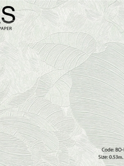 วอลเปเปอร์ลายใบไม้พื้นสีขาวเขียวมิ้นท์ BO-B77