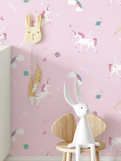 วอลเปเปอร์การ์ตูนห้องเด็กยูนิคอร์น Angel Corn No.DW-C06W