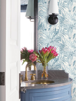 วอลเปเปอร์ ลายใบไม้สีฟ้า MOT-C21W