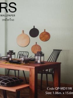 วอลเปเปอร์ลายผ้าพื้นสีขาวเขียว QP-MD11W