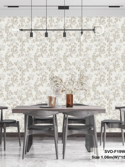 วอลเปเปอร์ลายดอกไม้สีขาวครีม SVO-F19W