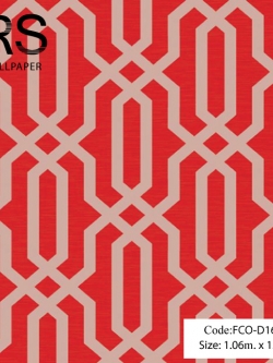 วอลเปเปอร์ลายวินเทจสีเงินพื้นสีแดงสด FCO-D16W