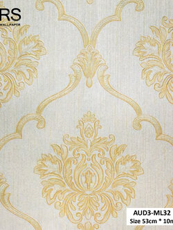 วอลเปเปอร์ลายหลุยส์สีทอง พื้นสีครีม AUD3-ML32