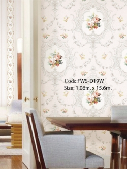 วอลเปเปอร์ลายดอกไม้วินเทจโทนสีชมพู FWS-D19W
