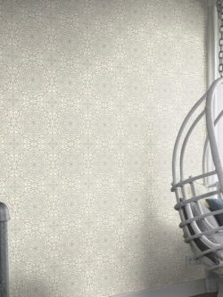 วอลเปเปอร์โมเดินท์ สีพื้นขาวครีม ลายเงินเทา (Moroccan Style)FD2-B42