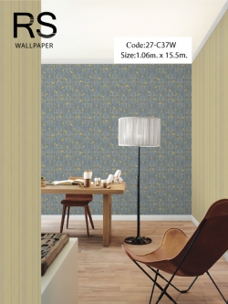 วอลเปเปอร์ลายโมเดิร์นคลาสสิคโทนสีน้ำเงินทอง 27-C37W