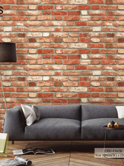 วอลเปเปอร์ลายอิฐ สีส้ม OBJ-F66W