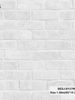 วอลเปเปอร์ลายอิฐ สีเทาอ่อน BESJ-B137W
