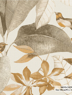 วอลเปเปอร์ ลายใบไม้สีน้ำตาล MOT-C02W