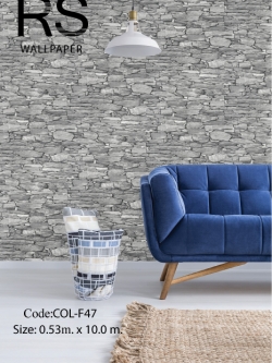 วอลเปเปอร์ลายหินกาบซ้อนทับกันโทนสีขาวเทา COL-F47