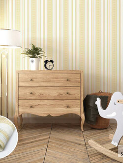 วอลเปเปอร์ลายทาง พื้นสีขาว เส้นสีทอง FSK-J81