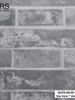 วอลเปเปอร์ ลายอิฐสีเทา AUD3-ML30