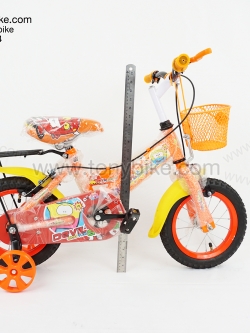 จักรยานเด็ก ล้อ 12 นิ้ว แฮนด์ตรง สีส้ม