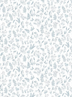 วอลเปเปอร์ลายดอกไม้เล็กๆมินิมอลสีฟ้า พื้นสีเทาอ่อน ERO2-M100W