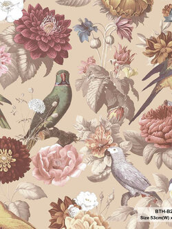 วอลเปเปอร์ลายดอกไม้ สีพื้นน้ำตาลอ่อน BTH-B27
