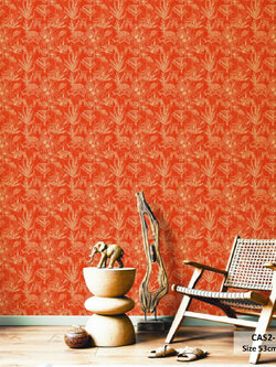 วอลเปเปอร์ลายช้าง โทนสีส้ม CAS2-D45