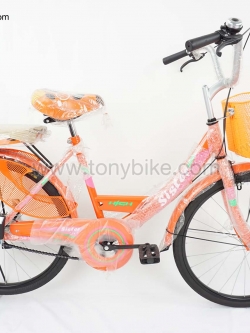 จักรยานแม่บ้าน สีส้ม วงล้อ 24 นิ้ว