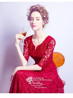 DL001 - **Pre order** ชุดราตรีเดรสยาวออกงาน (Evening dresses) ชุดไปงานแต่งงานสวยๆ "ธีมสีแดง"