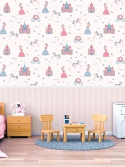 วอลเปเปอร์ ลายการ์ตูนน่ารัก สีพื้นอมชมพูอ่อน No.PLH-D28