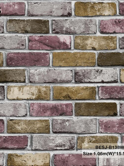 วอลเปเปอร์ลายอิฐ น้ำตาล-น้ำตาลแดง BESJ-B138W