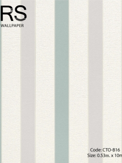 วอลเปเปอร์ลายทางขาว เทา และเขียว CTO-B16