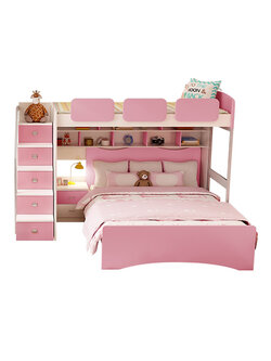 เตียง 2 ชั้น รุ่น DK-12 ขนาด 4 ฟุต สีชมพู