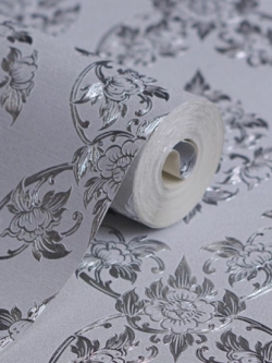 วอลเปเปอร์ลายดอกพุดตานสีทองพื้นสีเทา LTH-M24