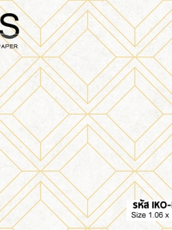 วอลเปเปอร์ โมเดินท์พื้นขาว ลายสี่เหลียมเส้นทอง IKO-M36W