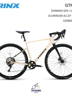 TrinX : GTR 2.0 จักรยาน Gravel Bike เกียร์ SHIMANO GRX 11SP ดิสก์น้ำมัน SHIMANO GRX ดุมแบริ่ง แกนสอด THRU AXLE ตะเกียบ CARBON T700