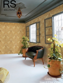 วอลเปเปอร์ลายช้างสีส้ม ทอง(Moroccan Style)PPL-J37