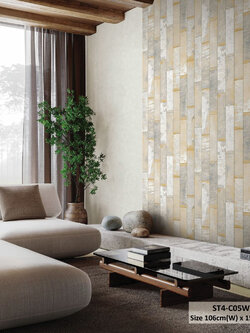 วอลเปเปอร์ลายหิน คอนกรีต สีน้ำตาลเทาปนทอง ST4-C05W