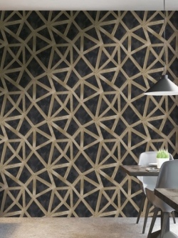 วอลเปเปอร์ลายไม้ทรงเรขา พื้นสีดำ (Rustic Style) MAD-D02