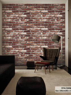 วอลเปเปอร์ลายอิฐ สีแดงเข้ม ST4-C34W
