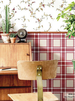 วอลเปเปอร์ลายตารางสก๊อต สีแดงครีม BMG2-B20