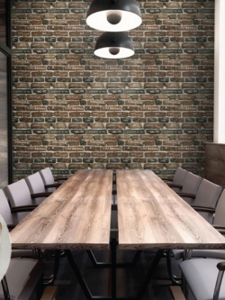 วอลเปเปอร์ลาย อิฐน้ำตาล มีตัวอักษรPPL-J61