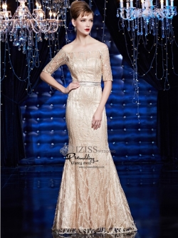 T021**พรีออเดอร์เดรสสีทอง**ชุดราตรียาวสีทอง ไหล่ปาดแขนสั้น เล่นดีเทลตกแต่งเลื่อมลายกิ่งไม้ ตัดต่อกระโปรงผ้าทรงปล่อย ใส่สบาย งานเกรดพรีเมี่ยม ไฮโซ