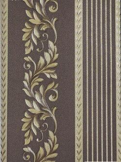 วอลเปเปอร์ ลายคลาสสิคสลับลายทาง สีน้ำตาลทอง NDI-R55