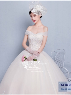 BR221 **พรีออเดอร์ชุดสีขาว/ครีม**ชุดแต่งงาน&ชุดเจ้าสาวแบบยาวสีขาวเกรดพรีเมี่ยม หรูหราน่ารัก สวยโดดเด่นไม่ซ้ำใคร สวยงามดุจเจ้าหญิง