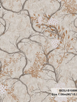 วอลเปเปอร์ลายดอกไม้วินเทจสีน้ำตาลแดง BESJ-B106W