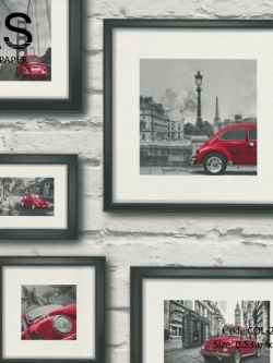 วอลเปเปอร์ลายกรอบรูปติดไว้บนลายอิฐขาว COL-F25